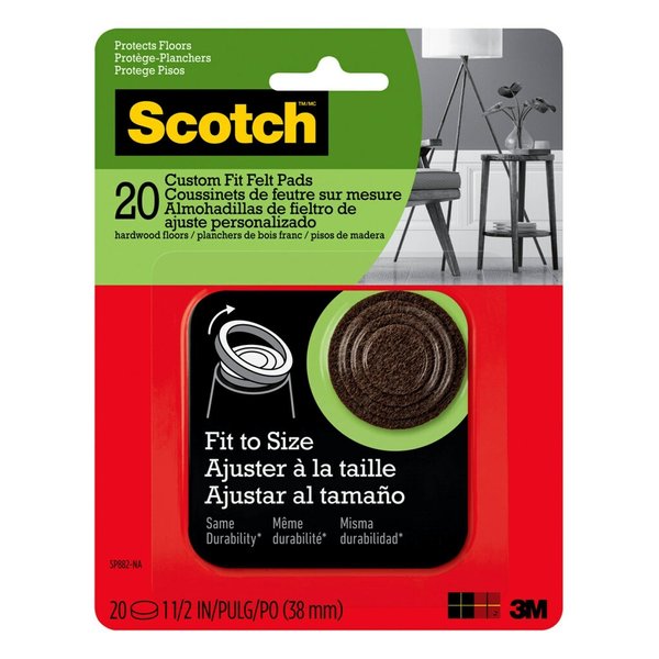 Scotch Felt Self Adhesive Protective Pad Brown Round SP882-NA